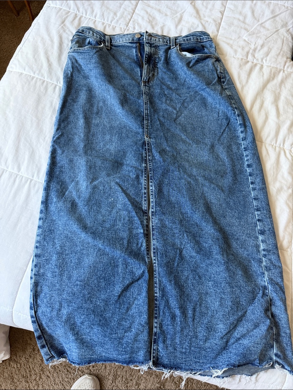 Universal Thread Blue Denim Maxi Skirt with Front Seam